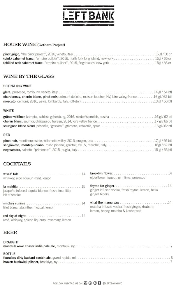 Menu Left Bank