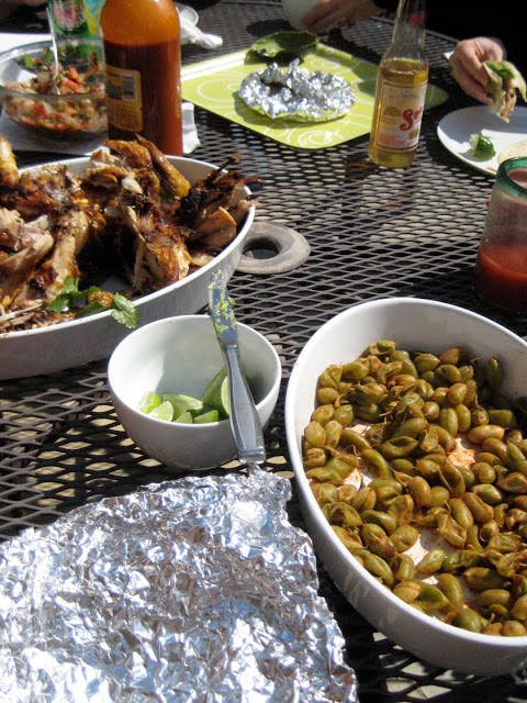 lunch of garbanzo beans and chicken