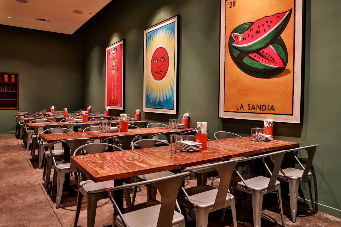 Private Dining Room Private Dining Room with images of hispanic bingo hanging from the walls