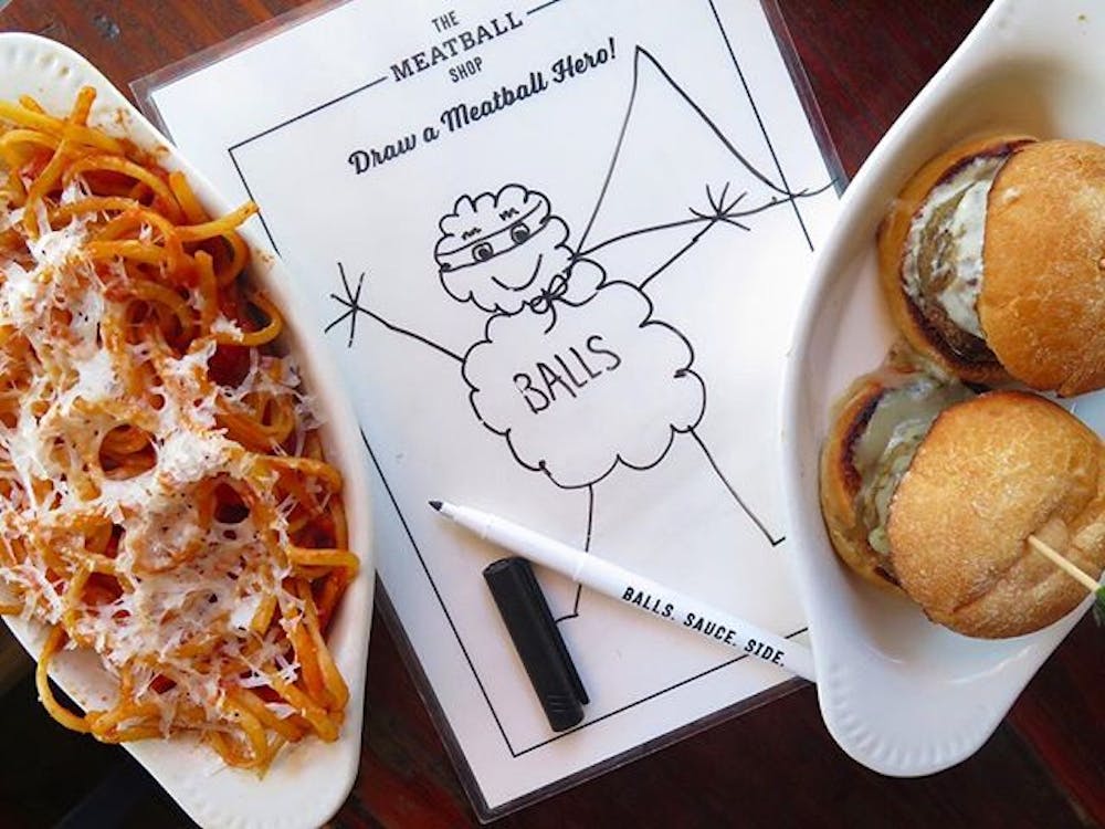 pasta and mini burgers