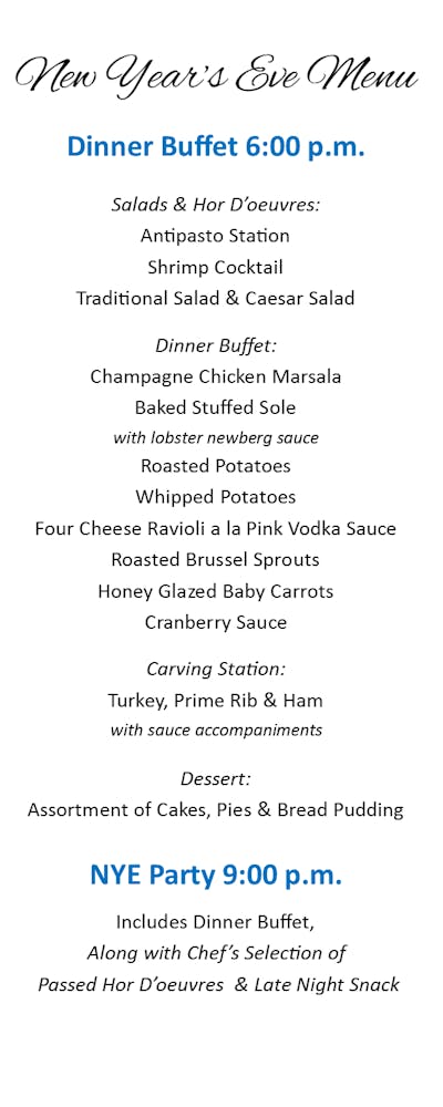 New Year&#039;s Eve Dinner Buffet &amp; Party! | Eleven Forty Nine