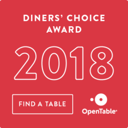 OpenTable diner's choice award 2018