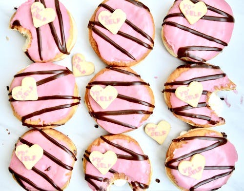 a close up of sweet pink cookies