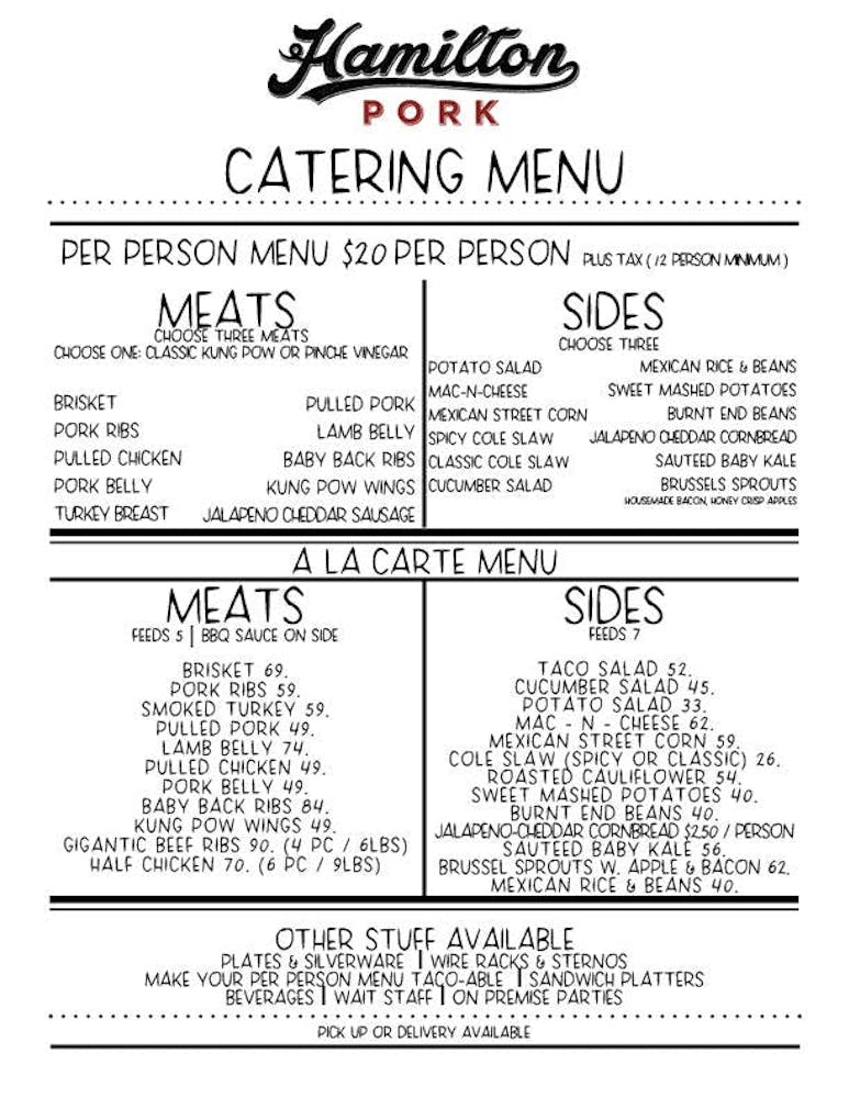 Menus Hamilton Pork