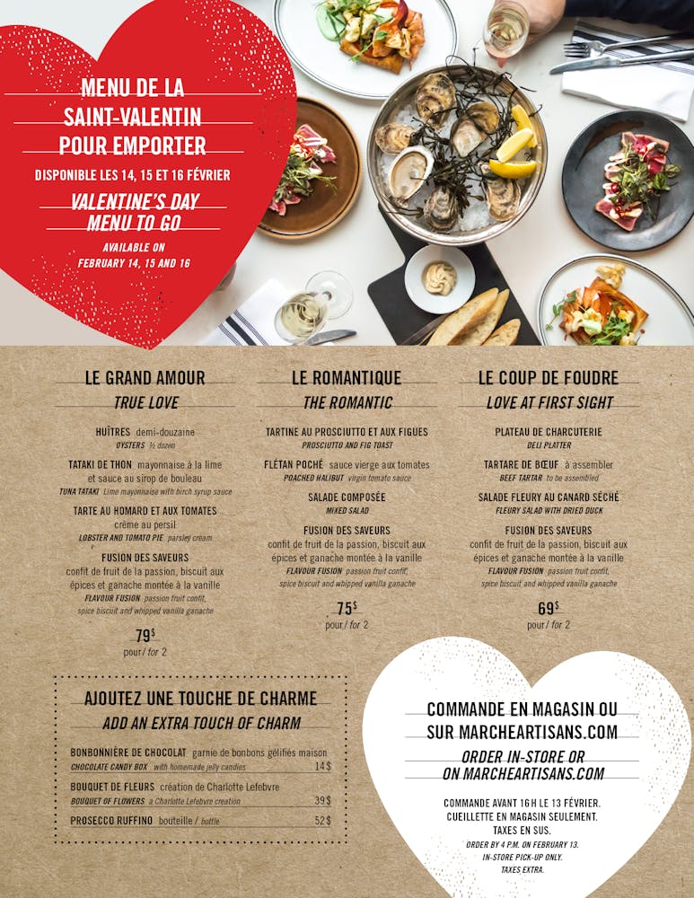 Valentine S Day Menu To Go Marche Artisans Valentine S Day Menu To Go Marche Artisans
