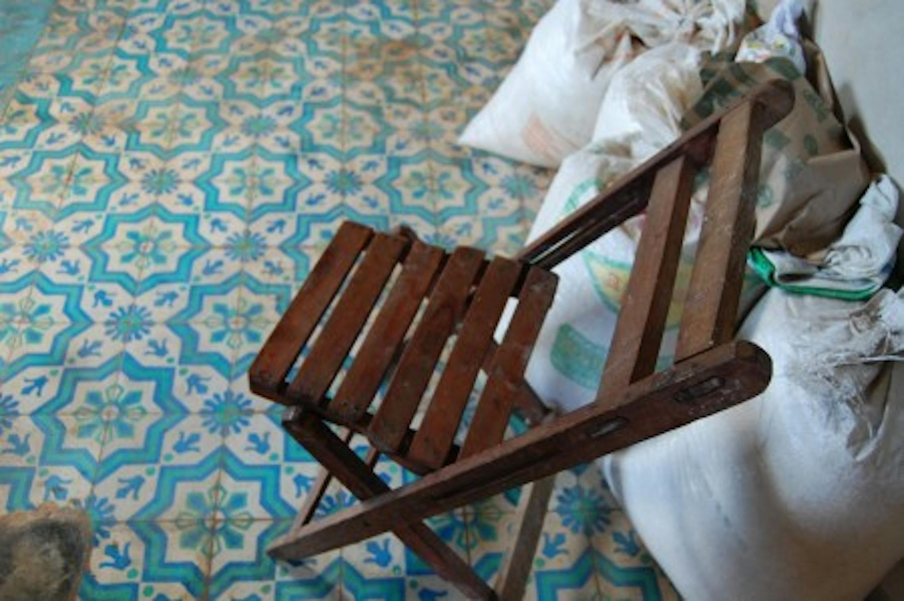 The bright and lovely tiles that cover the floor of our friend and chef Noe's family home.