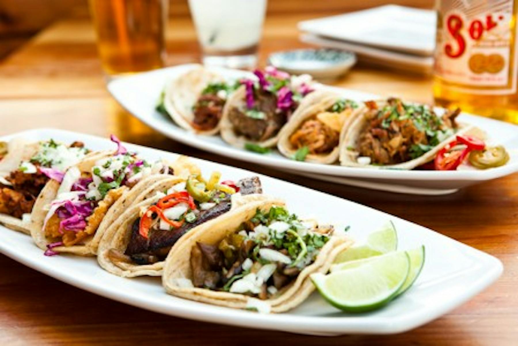 a tray with tacos