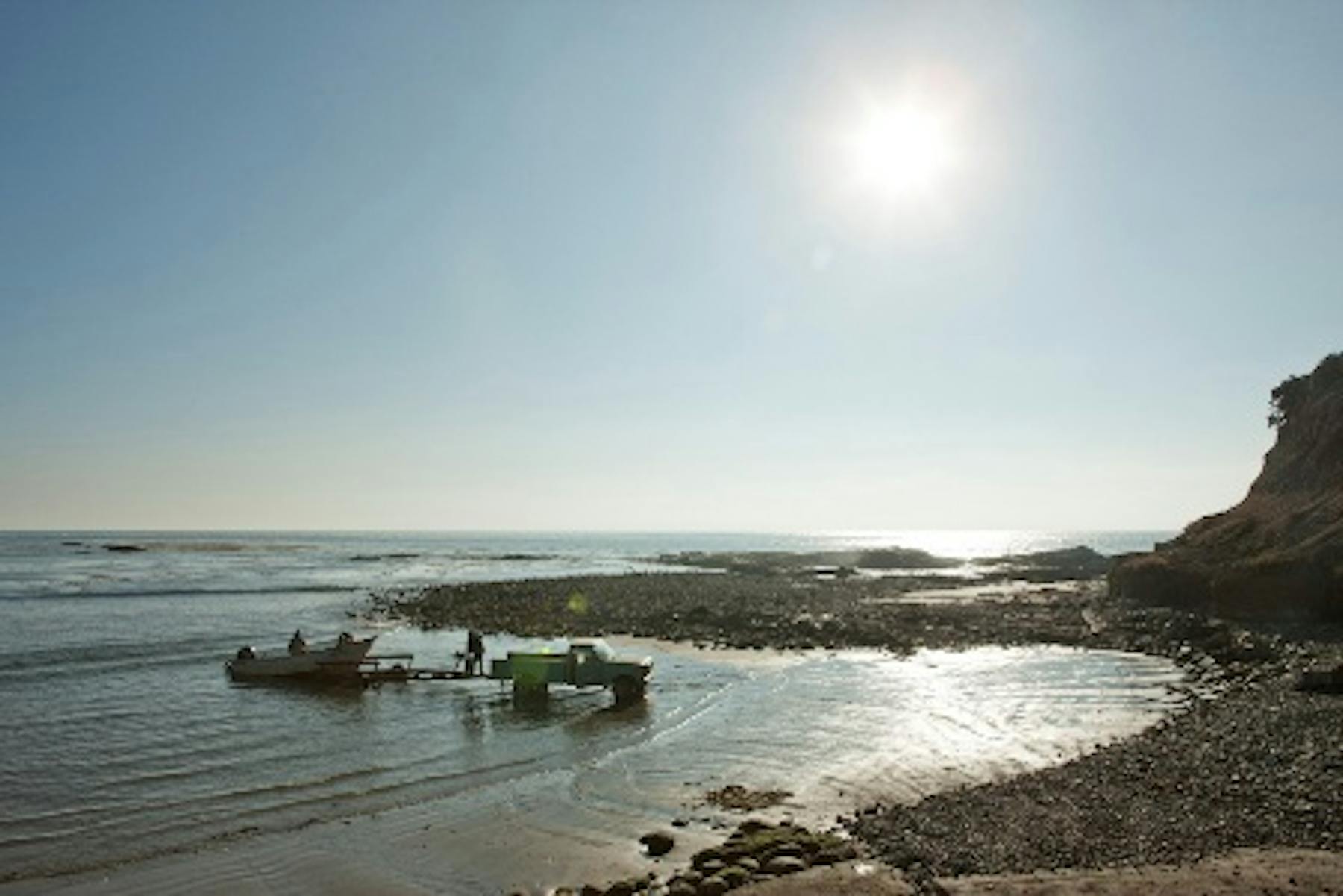 a beach photo with people in a boat
