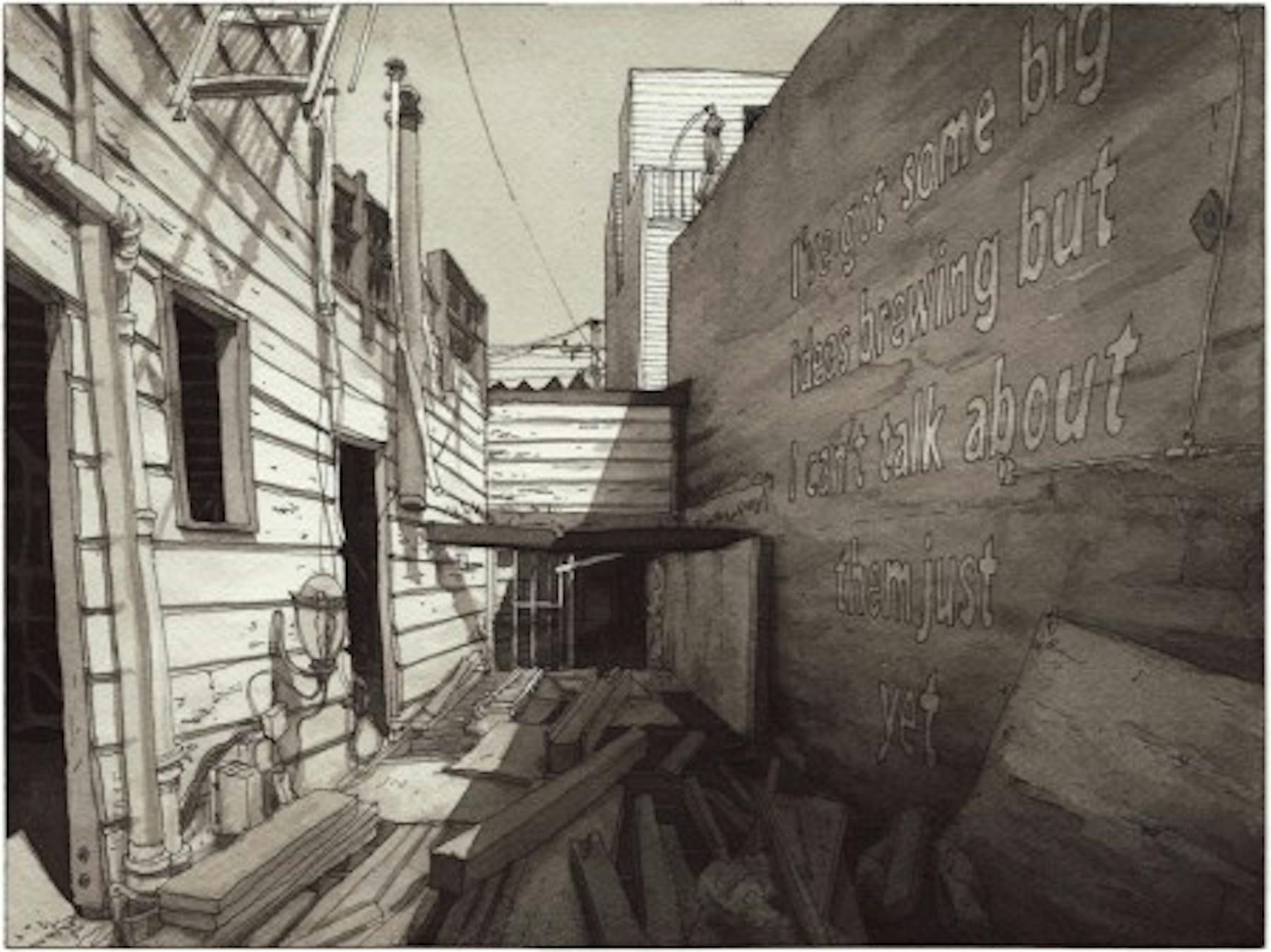 Paul Madonna ilustration of a street alley