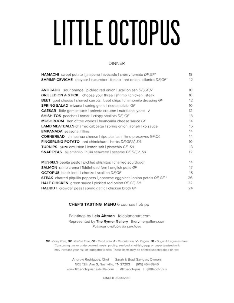 Menu Little Octopus