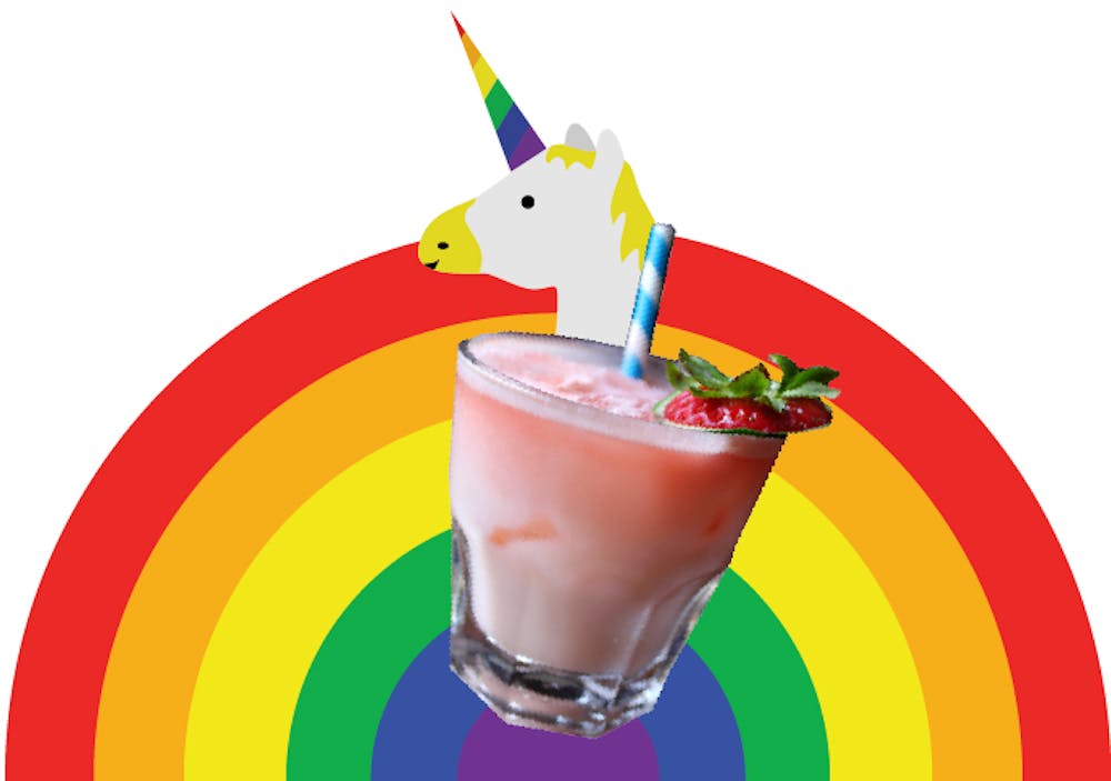 a drink on a rainbow