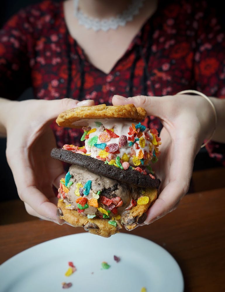 cookie sandwich with ice cream